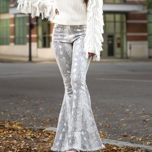 Snakeskin Bell Bottom Jeans
